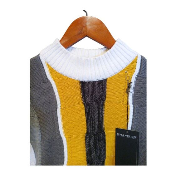 Vintage Syllables System Textured Quilted Sweater Men XL- 80s 90s - Picture 6 of 7